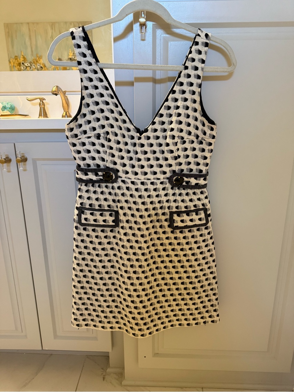 Tibi Black and White Textured Tweed Mini Dress